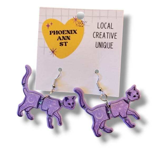 Pastel Galaxy Cat Earrings - Picture 1 of 3